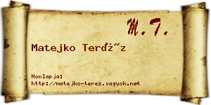 Matejko Teréz névjegykártya