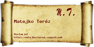 Matejko Teréz névjegykártya